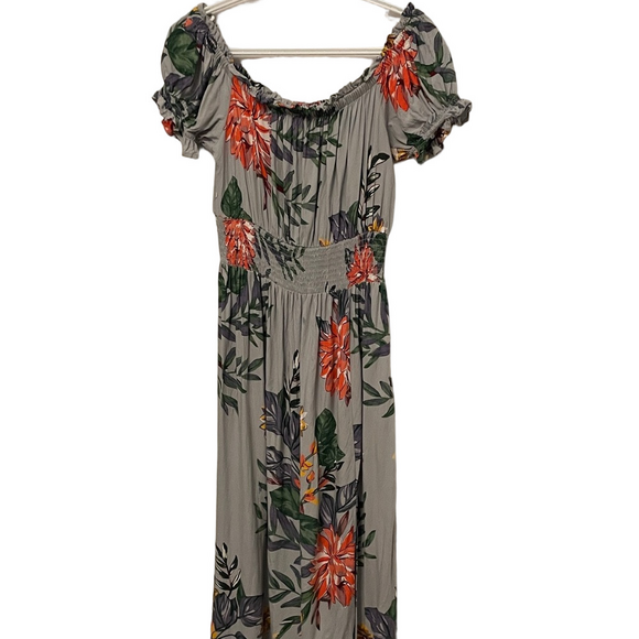 Patrons of Peace Dresses & Skirts - Women’s Patrons of Peace Grey & Floral Midi Dress Size Medium